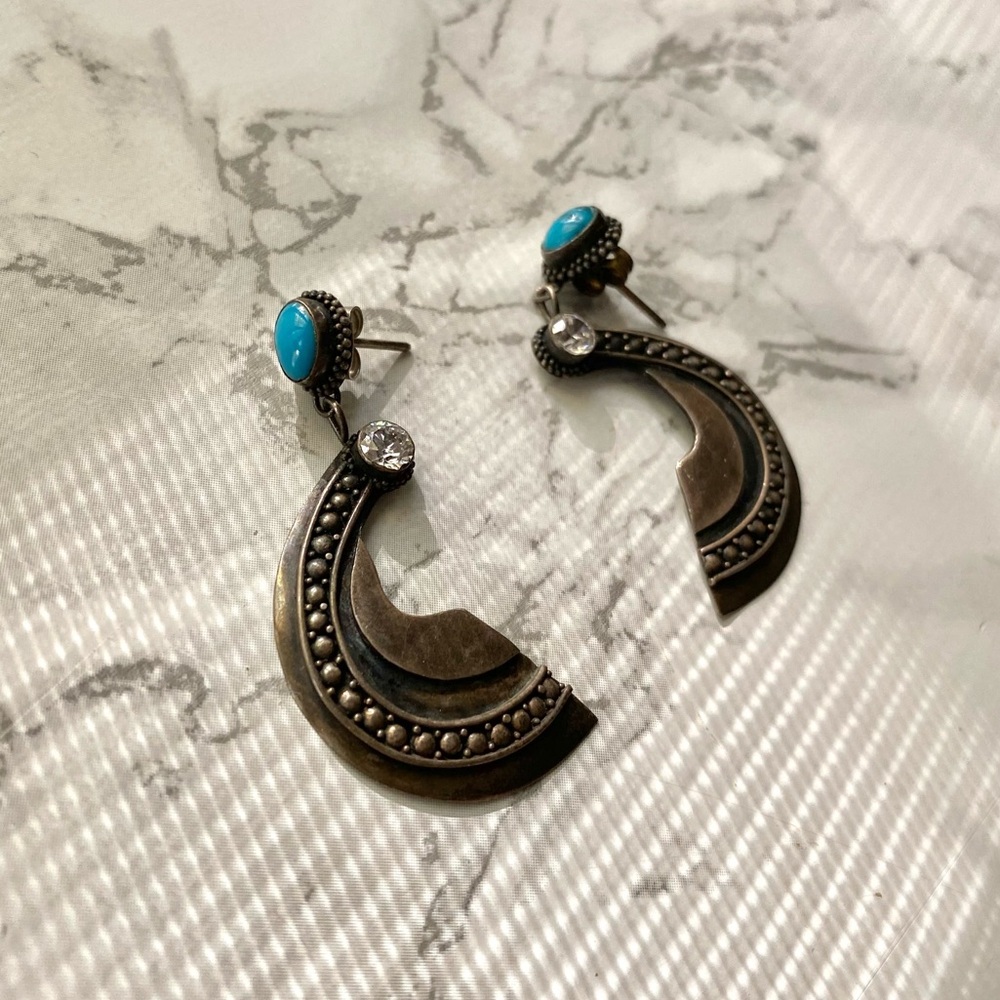 Goddess Jewelry Vintage Turquoise Sterling Silver Earrings